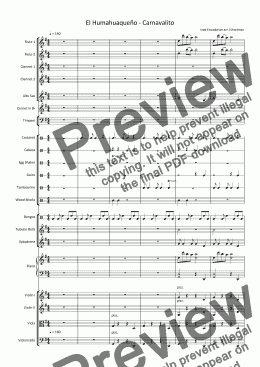 page one of El Humahuaqueno - Carnavalito (arranged for training orchestra)