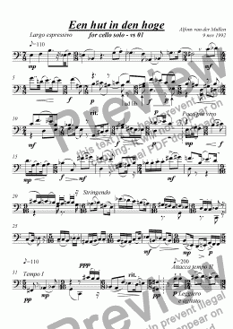 page one of A shelter in the height (Een hut in den hoge) Violoncello solo