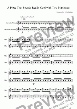 page one of A Piece That Sounds Really Cool With Two Marimbas
