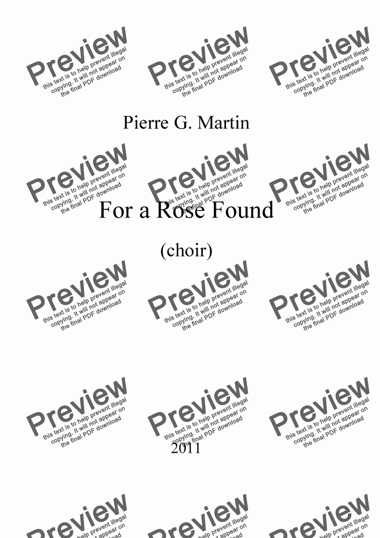 page one of For a Rose Found (choir)