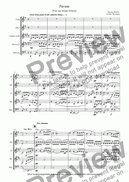 page one of Ravel: Pavane pour une Infante Defunte (Pavane for a dead princess) - wind quintet