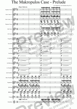 page one of BRASS BAND - Prelude to The Makropulos Case
