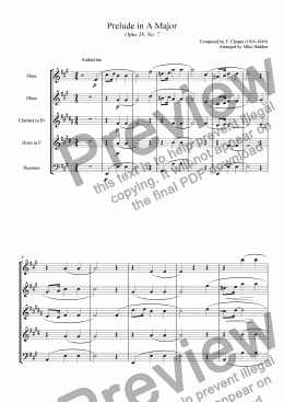 page one of Prelude in A major