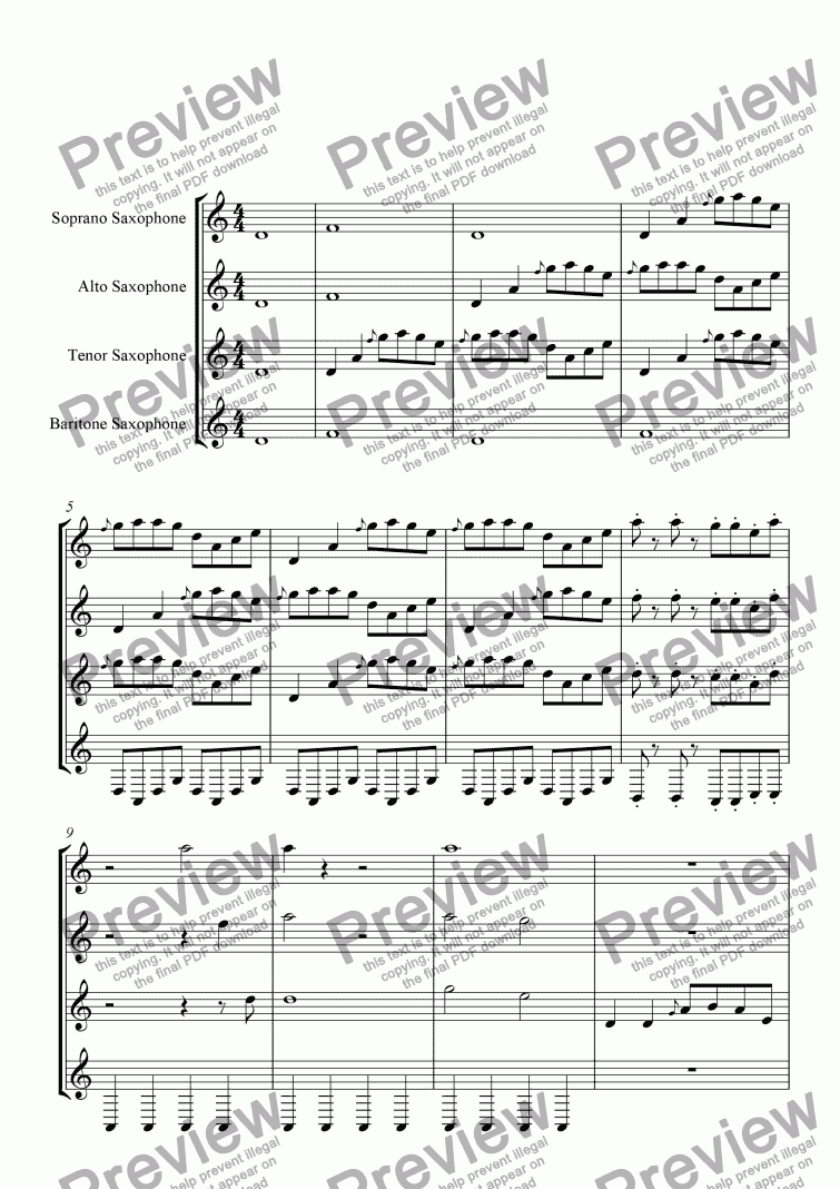 page one of Sax quartet 