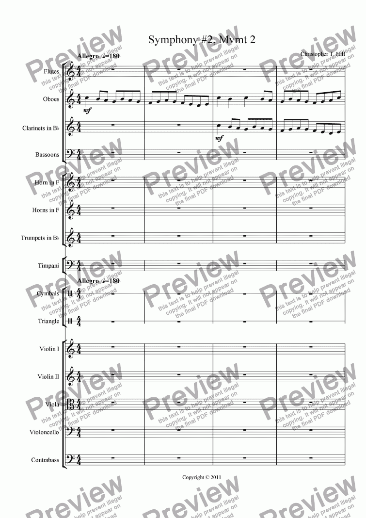 page one of Symphony #2, Mvmt 2