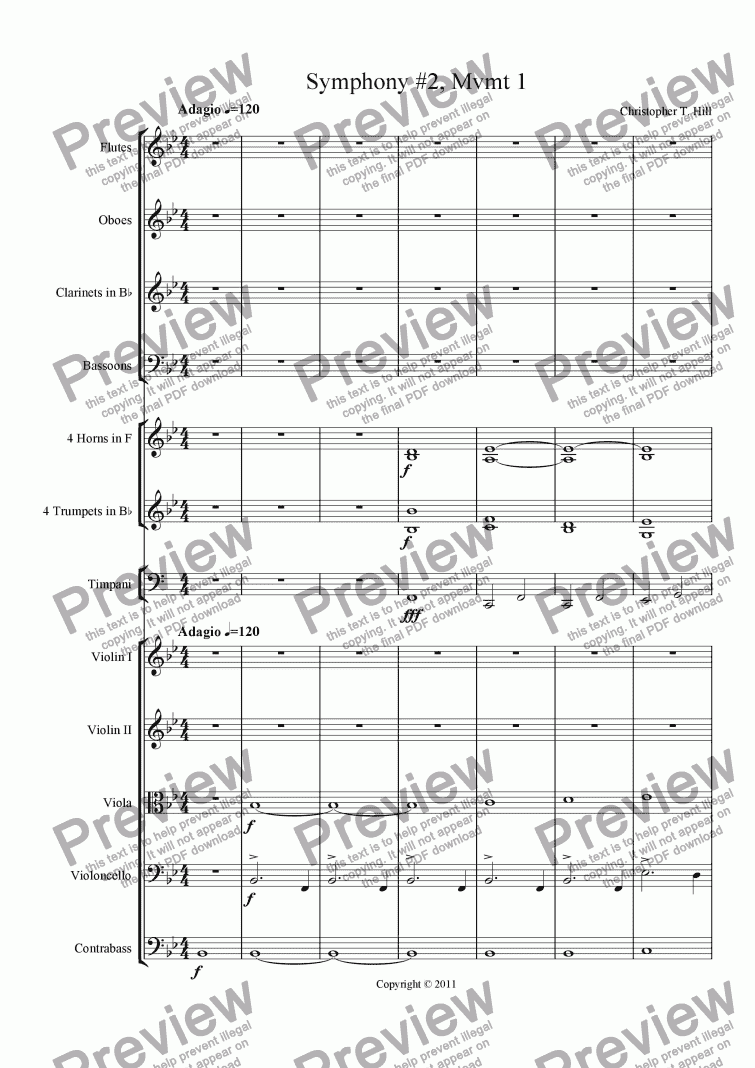 page one of Symphony  #2, Mvmt 1