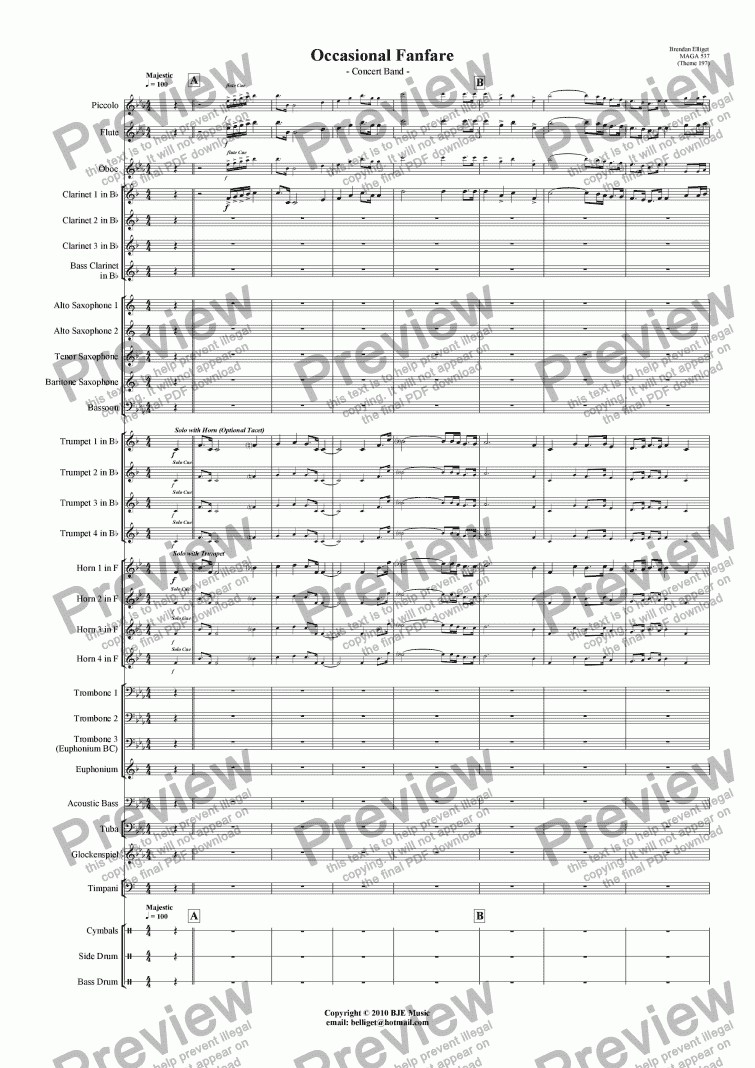 page one of Occasional Fanfare - Concert Band