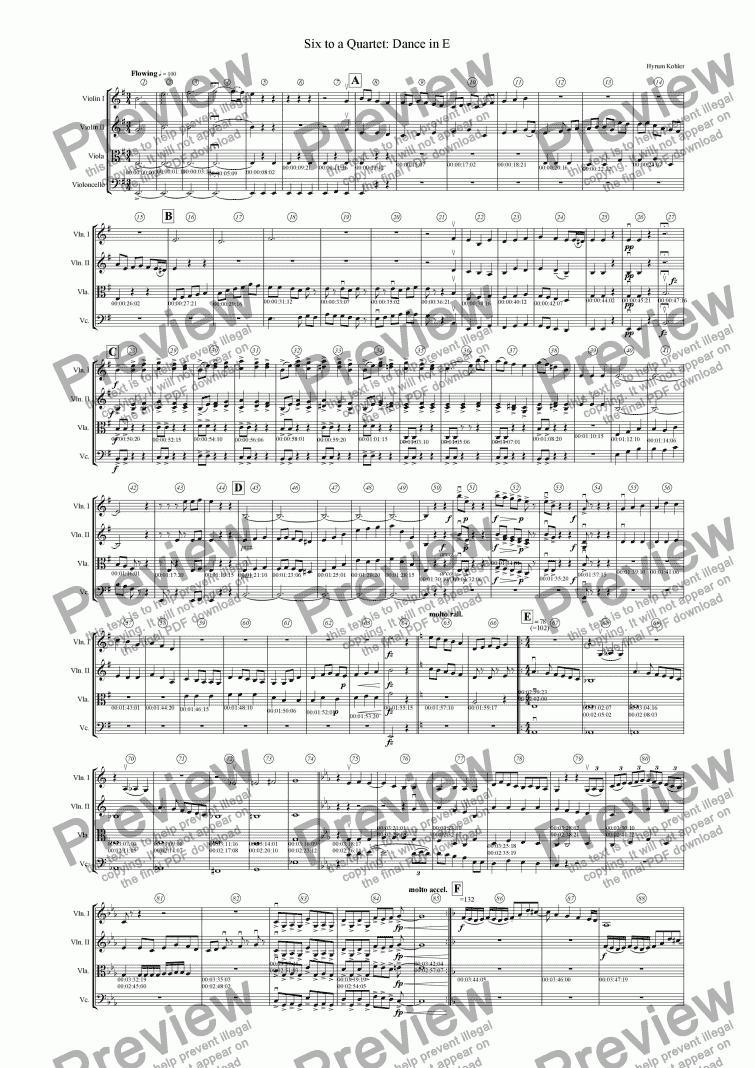 page one of Six to a Quartet: Dance in E