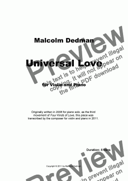 page one of Universal Love