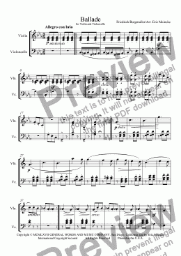 page one of Ballade - For Violin and Violoncello