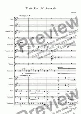 page one of From West to East Op 9 - Suite for Orchestra - 4 -"Savannah"