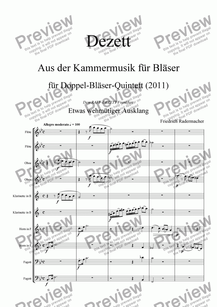 page one of Dezett fÃ�Â¼r Doppel-BlÃ�Â¤ser-Quintett