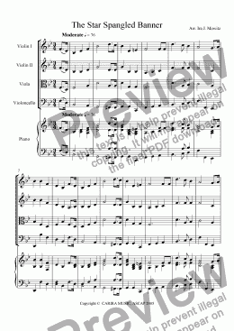 page one of The Star Spangled Banner (arr. for SQ with piano reduction)