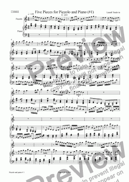 page one of Five Pieces for Piccolo and PIano # 1