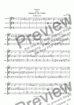 page one of Violin Sonata III for Brass Trio