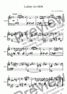 page one of Lullaby for HDS (piano)