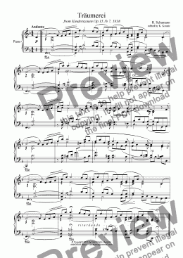 page one of Traumerei / Reverie / Dreaming Op.15 No.7 for piano solo