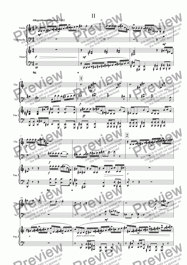 page one of Piano Trio No. 1 - 2. Allegro concentrato