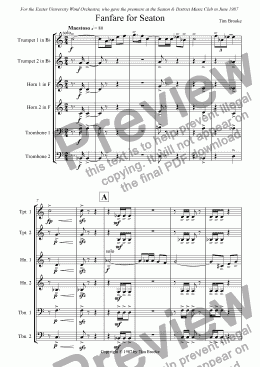 page one of Fanfare for Seaton - for brass sextet