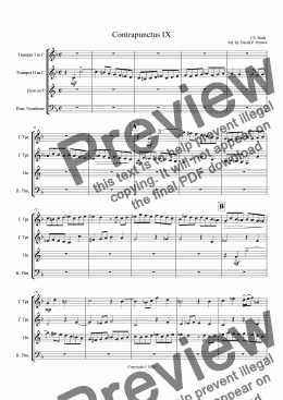 page one of Contrapunctus IX for Brass Quartet