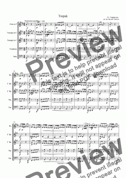 page one of Trepak for Brass Quintet