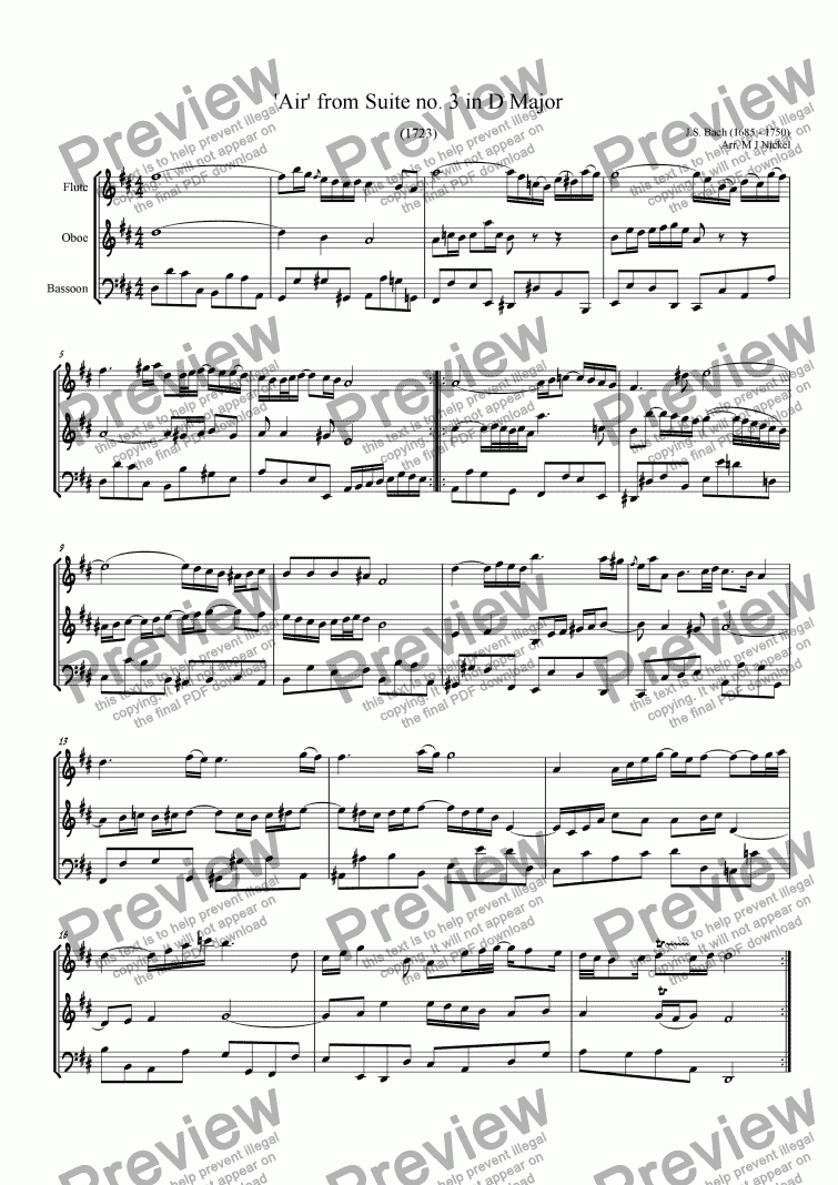 page one of 'Air' from 3rd Orchestral Suite