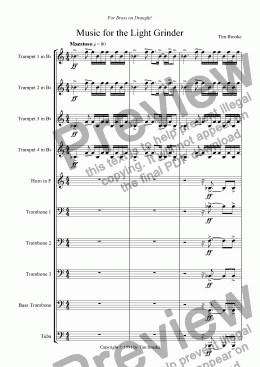 page one of Music for the Light Grinder (for brass dectet)
