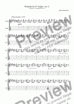 page one of Prelude in C# Major from Book 1 of 24 prelude for guitar