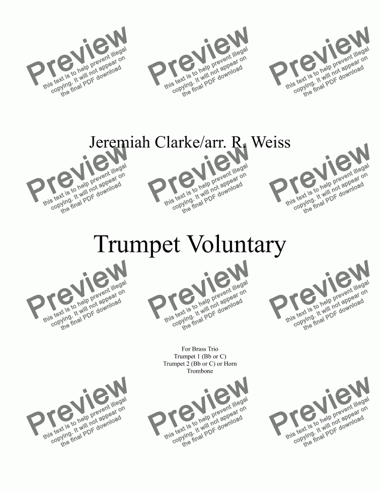 page one of Trumpet Voluntary (for Brass Trio)