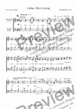 page one of Lullay, Myn Lykyng - carol for unaccompanied SATB choir