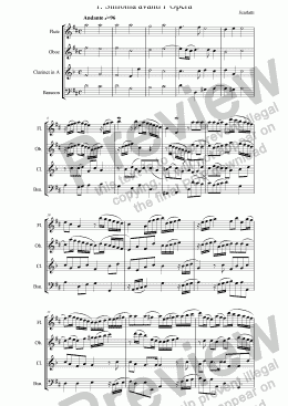 page one of Scarlatti, Avanti L’opera for woodwind quartet