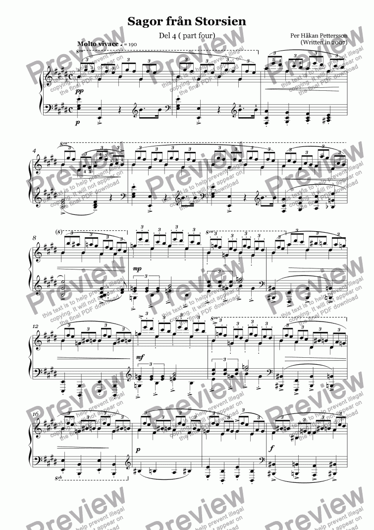 page one of Storsien Tales (part four) Piano