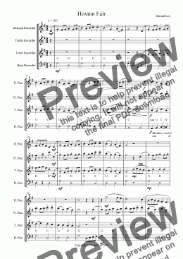 page one of Hoxton Fair (for recorder quartet)
