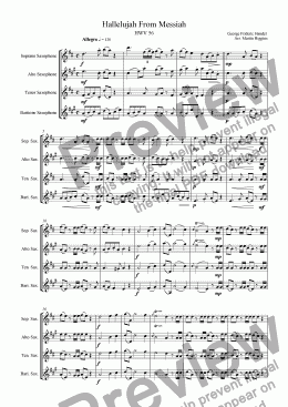 page one of Hallelujah Chorus From Handel's Messiah HWV56 (Saxophone Quartet)