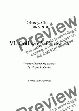 page one of 'Golliwog's Cakewalk' for String Quartet