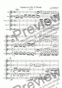 page one of Beethoven: Sonata for Wind Quintet IV Rondo