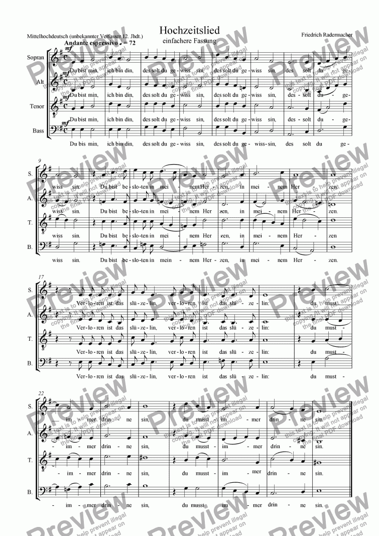 page one of Hochzeitslied (einfachere Fassung)