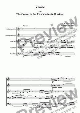 page one of Vivace - from the Double Concerto in D minor