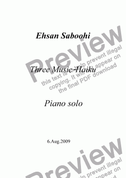page one of Three Music-Haiku for Piano