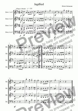 page one of Jagdlied for Horn Quartet