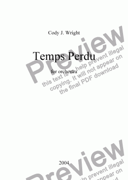 page one of Temps Perdu