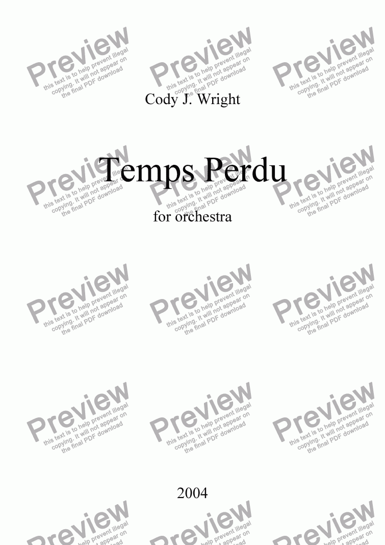 page one of Temps Perdu