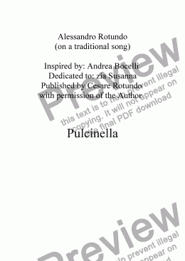page one of Pulcinella for Tenor, Piano, Guitars, and Cello