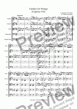 page one of Fanfare for Strings - Caprice #14