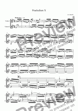 page one of Praeludium X for Violins Duet by J.-S. BACH