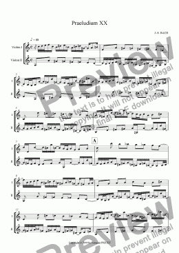 page one of Praeludium XX for Violins Duet by J.-S. BACH