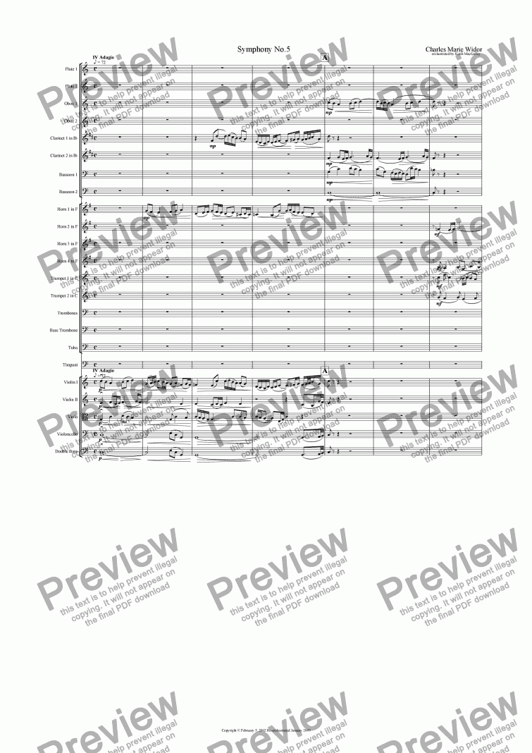 page one of Widor: Symphony No. 5 IV Adagio