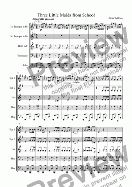 page one of Three Little Maids from School (Brass Quintet)