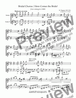 page one of Bridal chorus from Lohengrin - Here comes the bride! for guitar duet