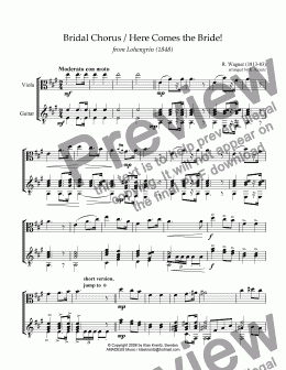 page one of Bridal chorus from Lohengrin - Here comes the bride! for viola and guitar